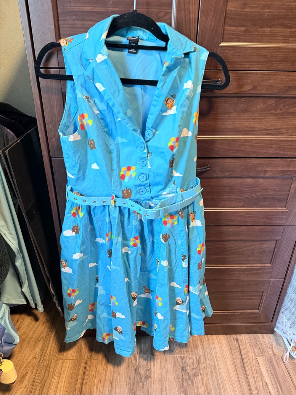 Her Universe Disney Pixar UP Movie Dress Turquoise Belt Size M